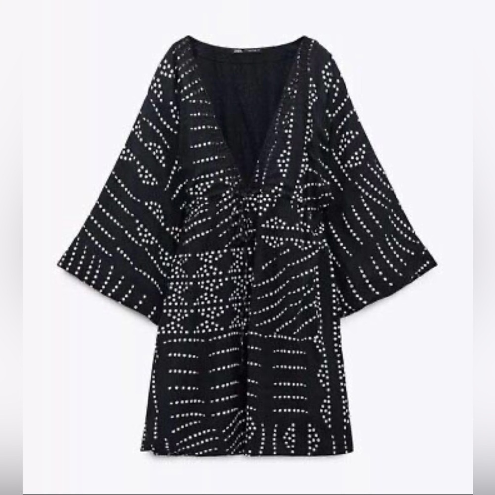 Black and White V-Neck Dress